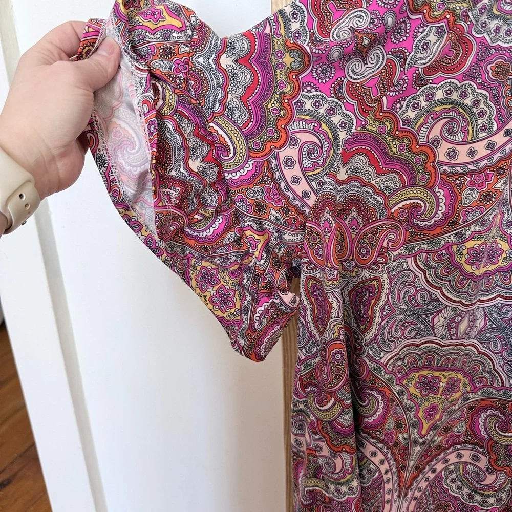 Tacera Pink and Purple Paisley Blouse - Picture 3 of 10
